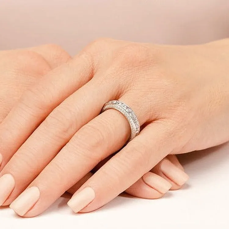 4.12 ct. Princess And Round Diamond Eternity Wedding Band