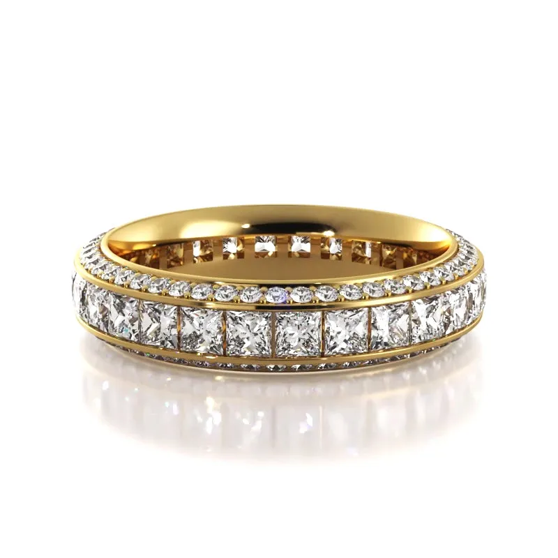 4.12 ct. Princess And Round Diamond Eternity Wedding Band