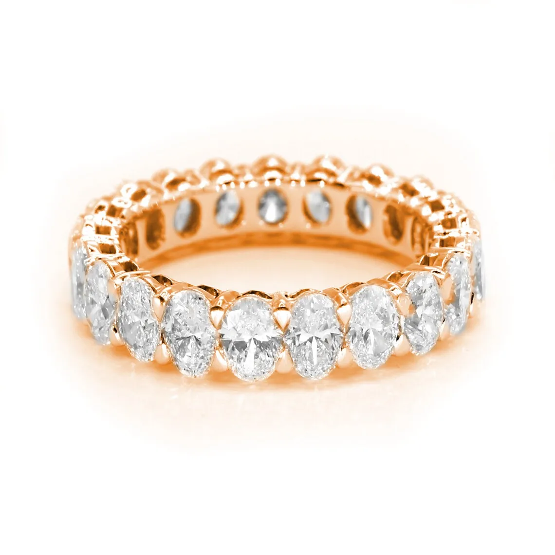 4.20 ct. Oval Diamond Wedding Band, Shared Prong Set Diamond Eternity Ring