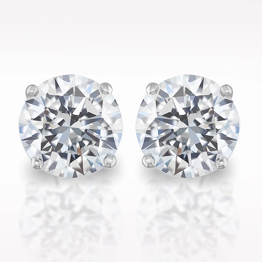 4.02ct H SI2 Brilliant Cut Diamond 18 Carat White Gold  Earrings