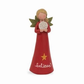 4.25" Believe Angel in Red Dress Figurine Decorative Mirror,Home Decor Mirror