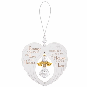 4.75" Memorial Heaven in Our Home Ornament with Angel's Wings Decorative Mirror,Home Decor Mirror