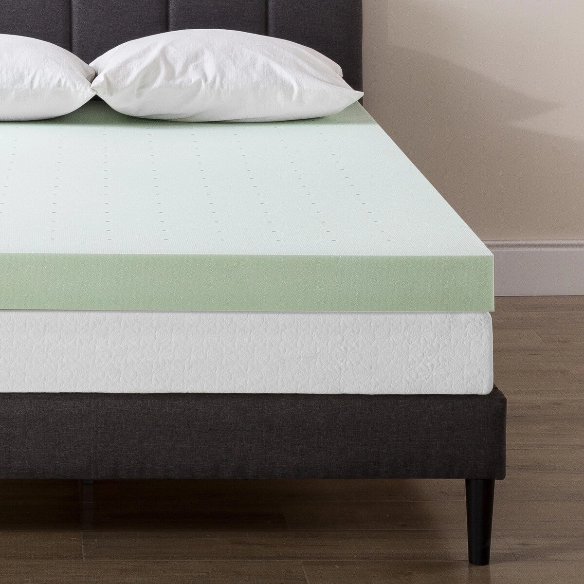 4 Inch Ventilated Memory Foam Mattress Topper with Calming Green Tea Infusion