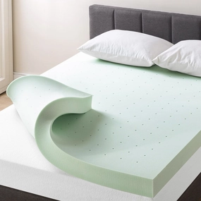 4 Inch Ventilated Memory Foam Mattress Topper with Calming Green Tea Infusion mattress pads,mattress topper,bed protection
