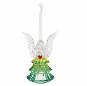 4" Blessed Holiday Angel with Green Dress and Red Heart Acrylic Ornament Decorative Mirror,Home Decor Mirror