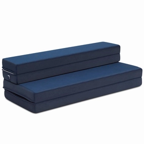 4" Thick Folding Portable Mattress Pad Sofa Bed with No Carrying Handles and Removable Washable Fabric Queen Blue nightstand, bedside table