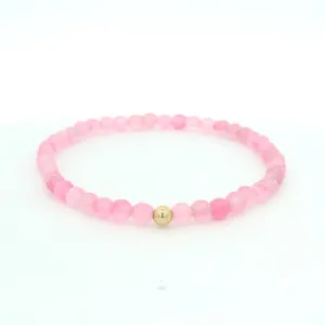 4mm Faceted Rose Quartz Bracelet With Gold Filled Finishing Bead