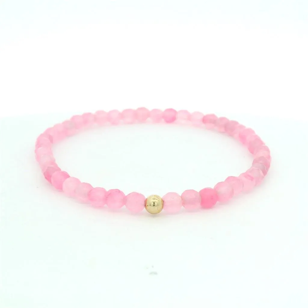 4mm Faceted Rose Quartz Bracelet With Gold Filled Finishing Bead