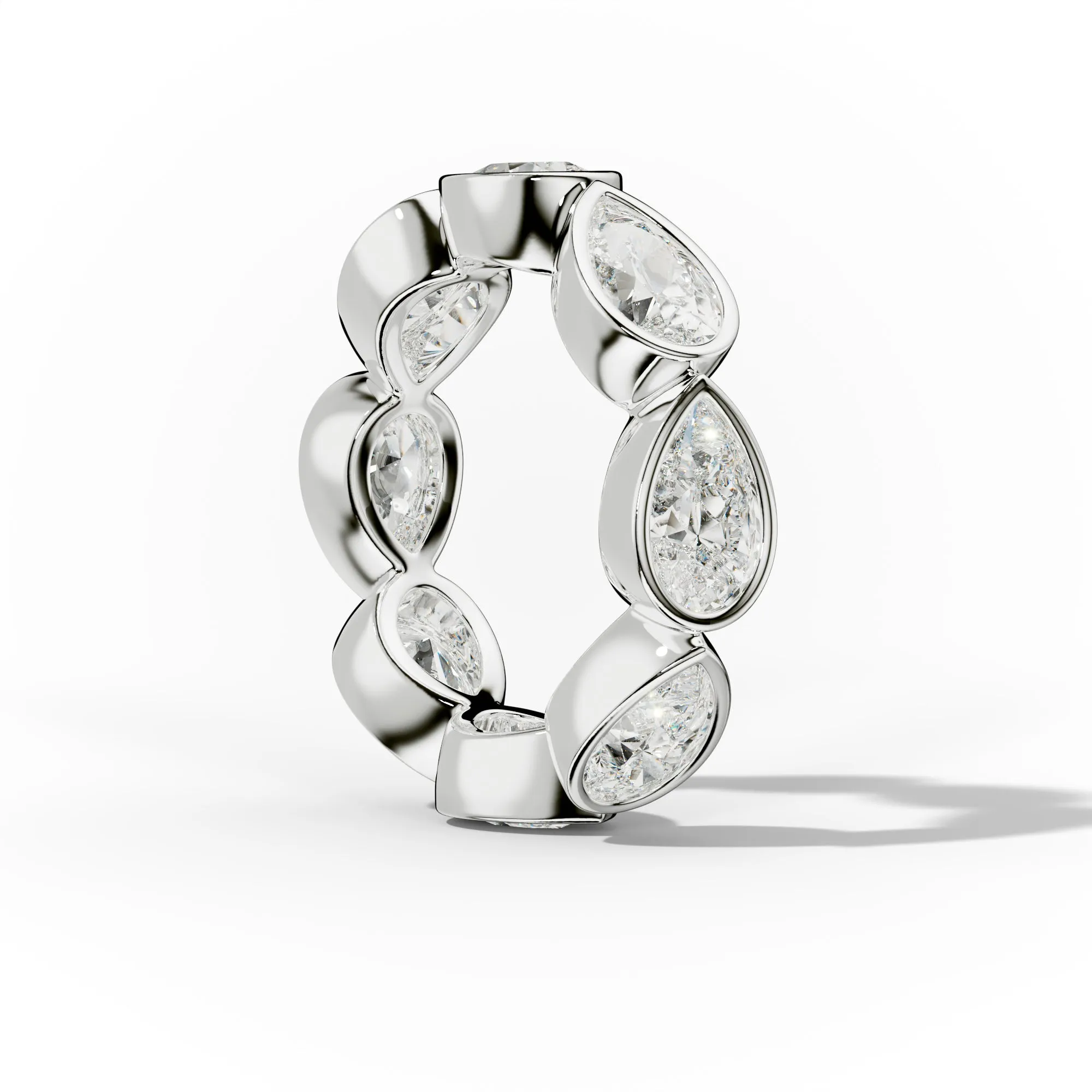 5.0 Carat East West Pear Cut Bezel Set Diamond Eternity Band