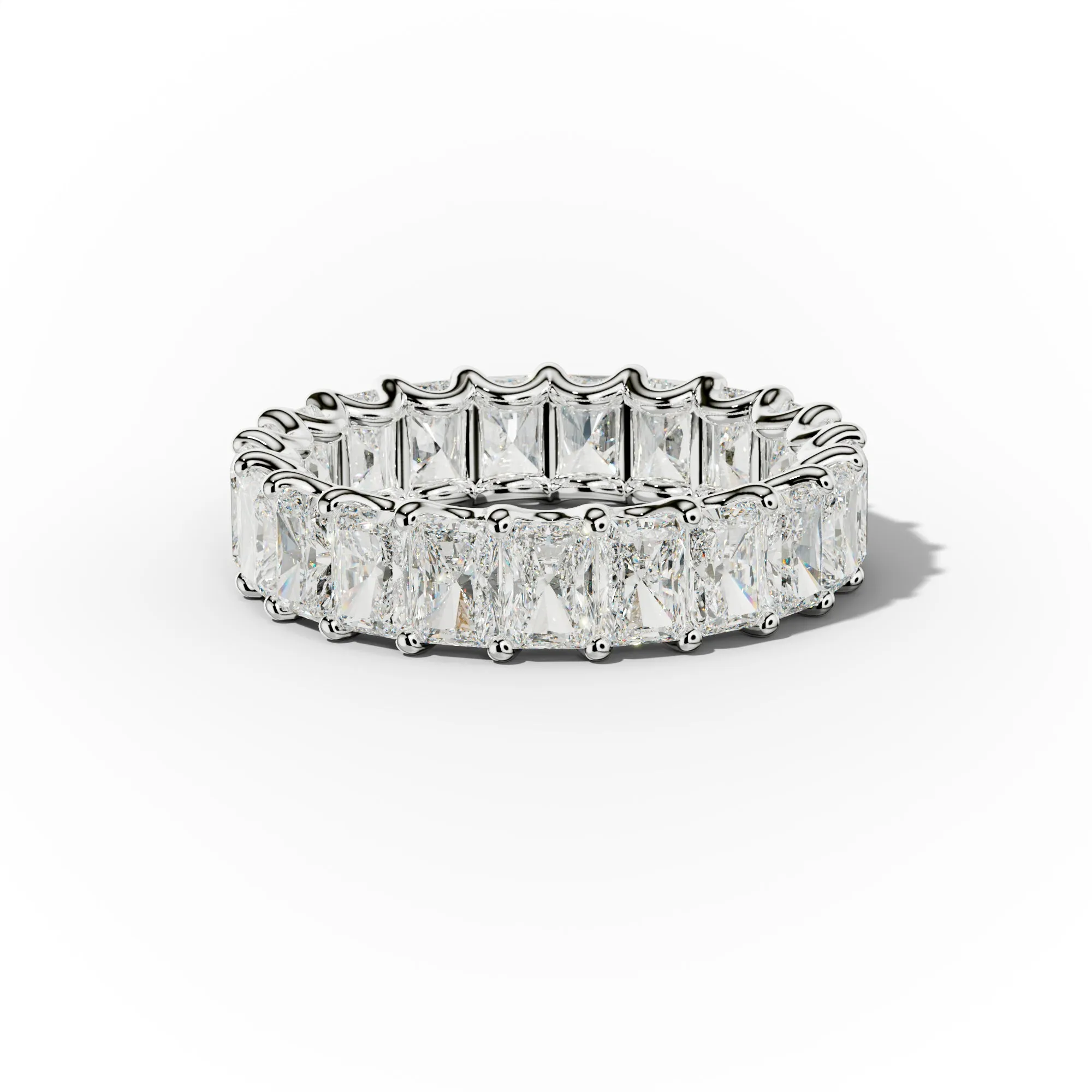 5.0 Carat Radiant Cut Diamond Eternity Band Shared Prong