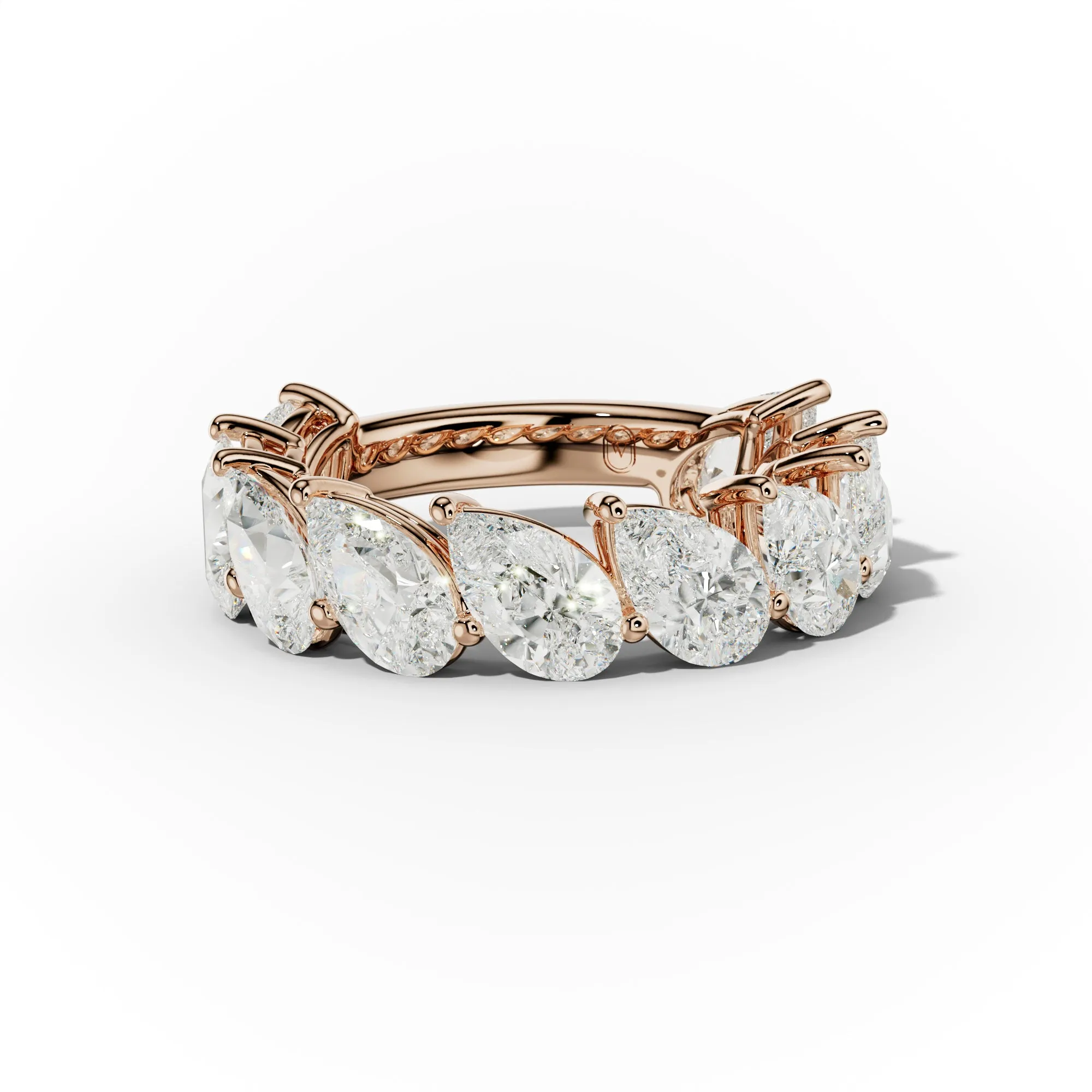 5.0 Carat Slanted Pear Diamond Anniversary Band