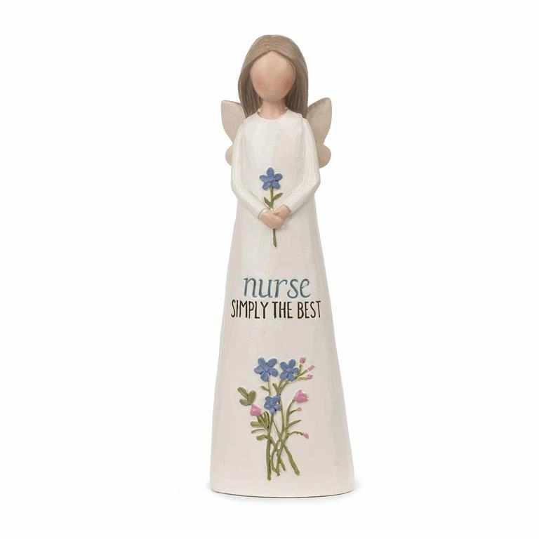 5.25" Nurse Simply the Best Angel with Flowers Figurine Decorative Mirror,Home Decor Mirror