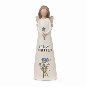 5.25" Nurse Simply the Best Angel with Flowers Figurine Decorative Mirror,Home Decor Mirror