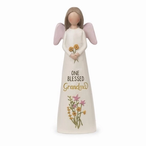 5.25" One Blessed Grandma Angel with Flowers Figurine Decorative Mirror,Home Decor Mirror