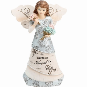 5.5" Angel Holding Flowers You're An Angel Decorative Mirror,Home Decor Mirror