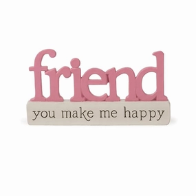5.5" Friend You Make Me Happy Word Block Figurine Decorative Mirror,Home Decor Mirror
