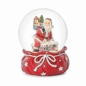 5.5" Santa Delivering Presents with Toy Bag Base 100mm Water Globe Decorative Mirror,Home Decor Mirror
