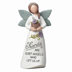 5" Angel Figurine With Purple Flower Pot Friends Are Quiet Angels Who Lift Us Up Decorative Mirror,Home Decor Mirror