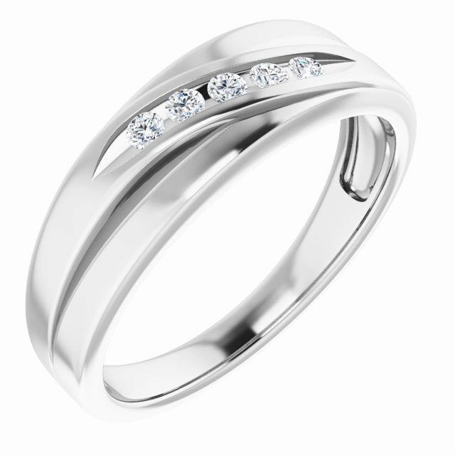 5 Stone Channel Set Diamond Men's Ring