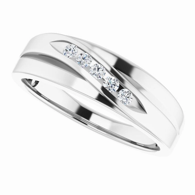 5 Stone Channel Set Diamond Men's Ring