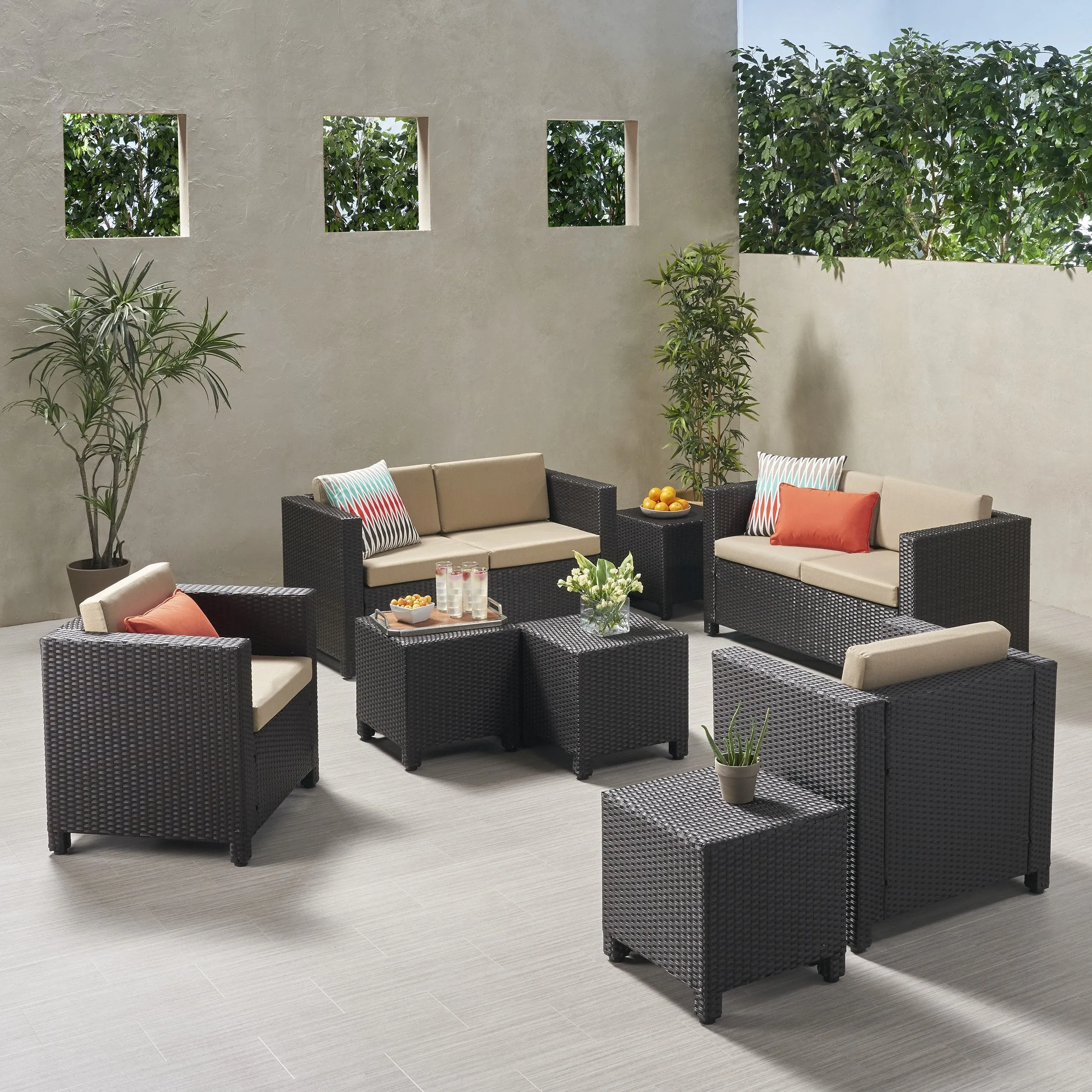 6-Seater Outdoor Sofa Set with Side Tables - NH339903 patio chairs, outdoor seating