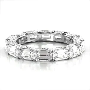 6.02 ct. Emerald And Round Diamond Eternity Wedding Band