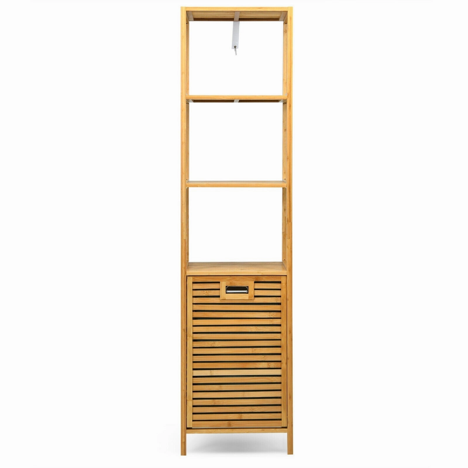 63" Tilt Out Laundry Hamper and 4-Tier Storage Shelves bathroom storage cabinet, over toilet storage
