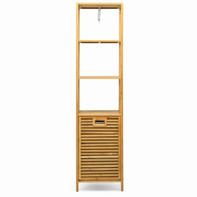 63" Tilt Out Laundry Hamper and 4-Tier Storage Shelves bathroom storage cabinet, over toilet storage