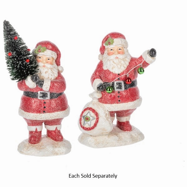 6.5" Santa with Toy Bag or Christmas Tree Figurine Decorative Mirror,Home Decor Mirror