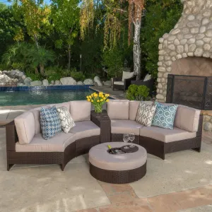6pc Outdoor Sectional Sofa Set w/ Storage Trunk & Ice Bucket - NH840992 patio chairs, outdoor seating