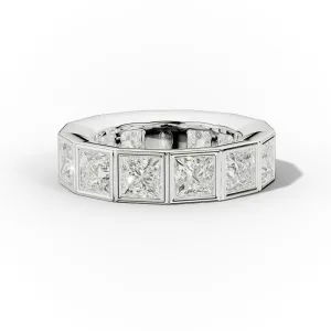 7.0 Carat Bezel Set Princess Cut Diamond Eternity Band
