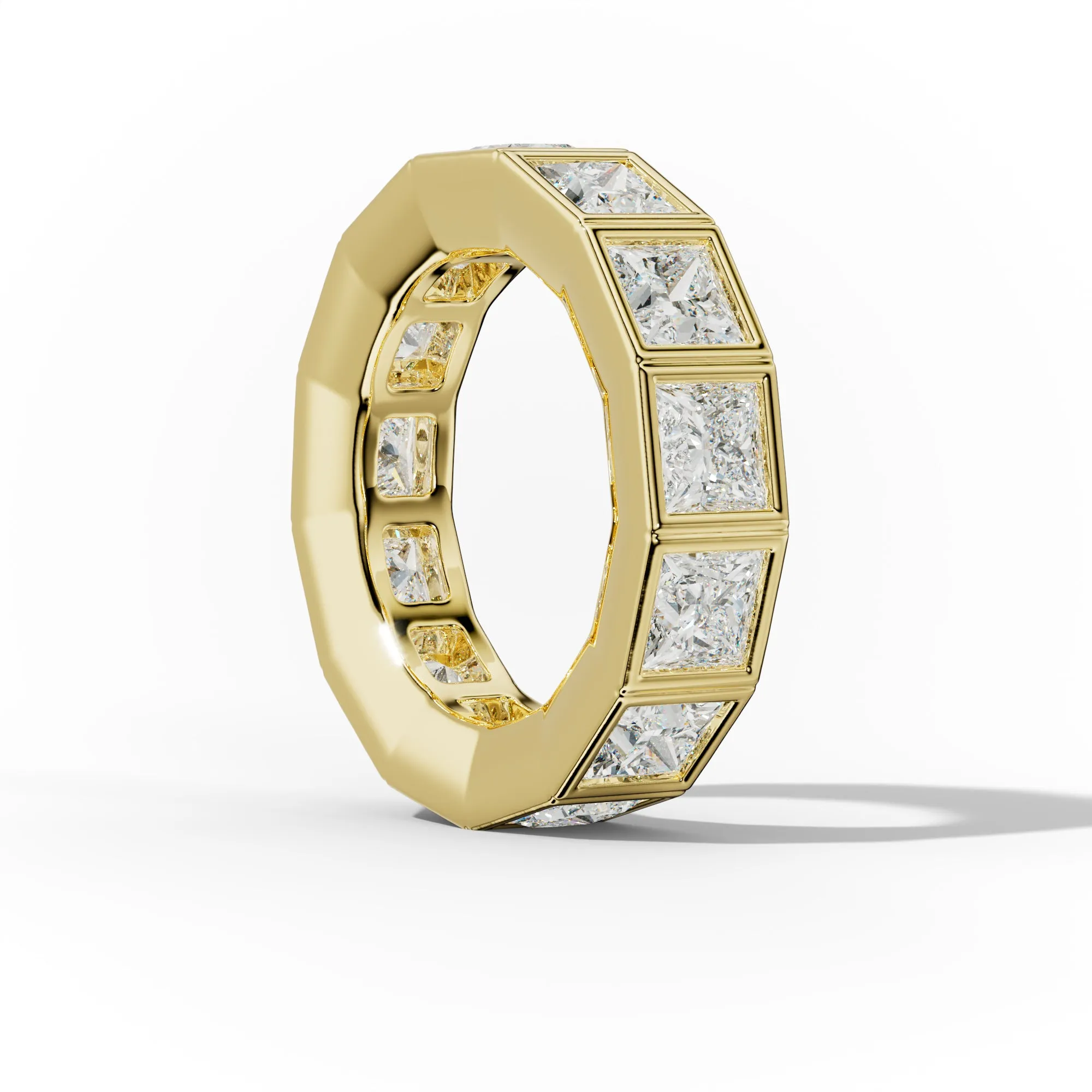 7.0 Carat Bezel Set Princess Cut Diamond Eternity Band