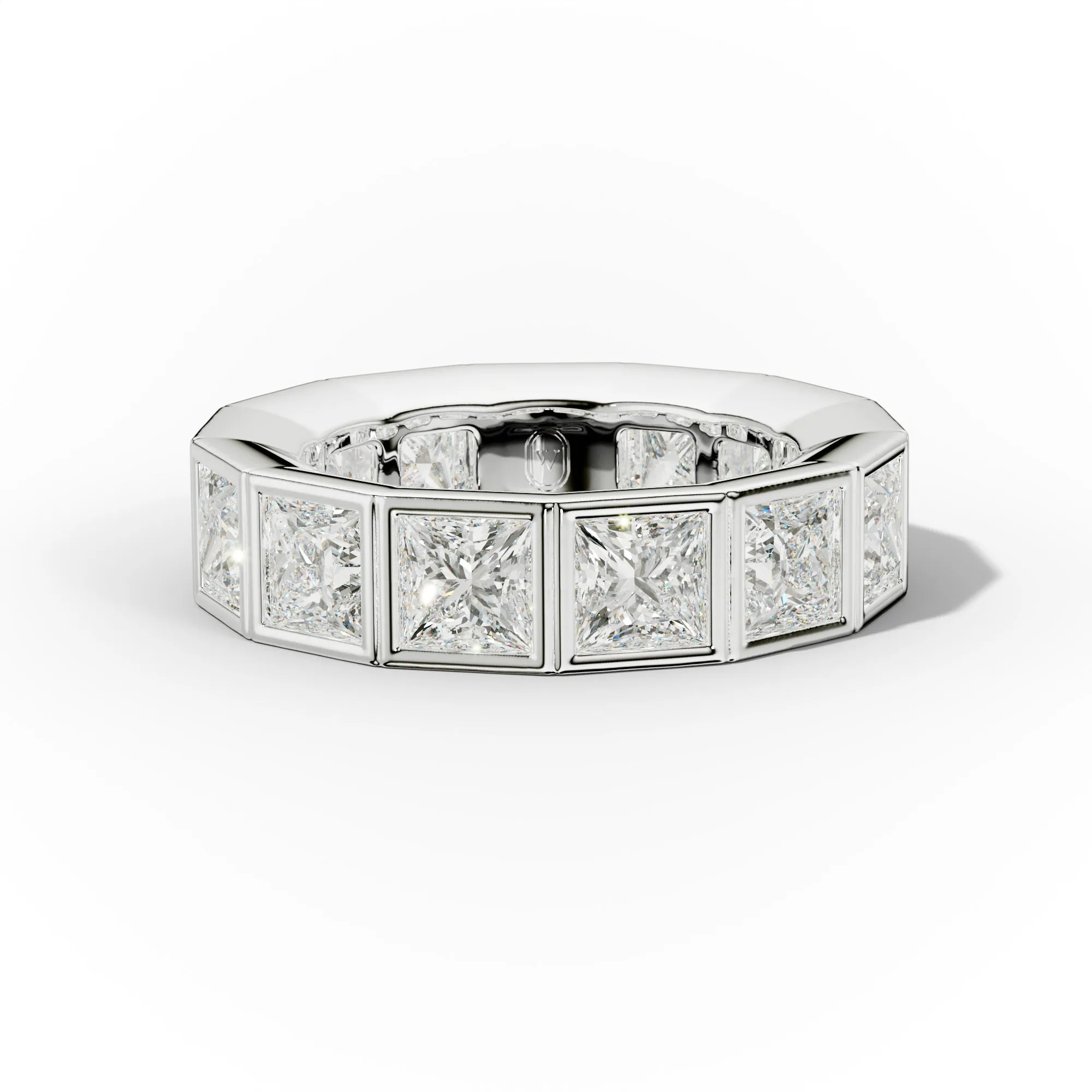 7.0 Carat Bezel Set Princess Cut Diamond Eternity Band