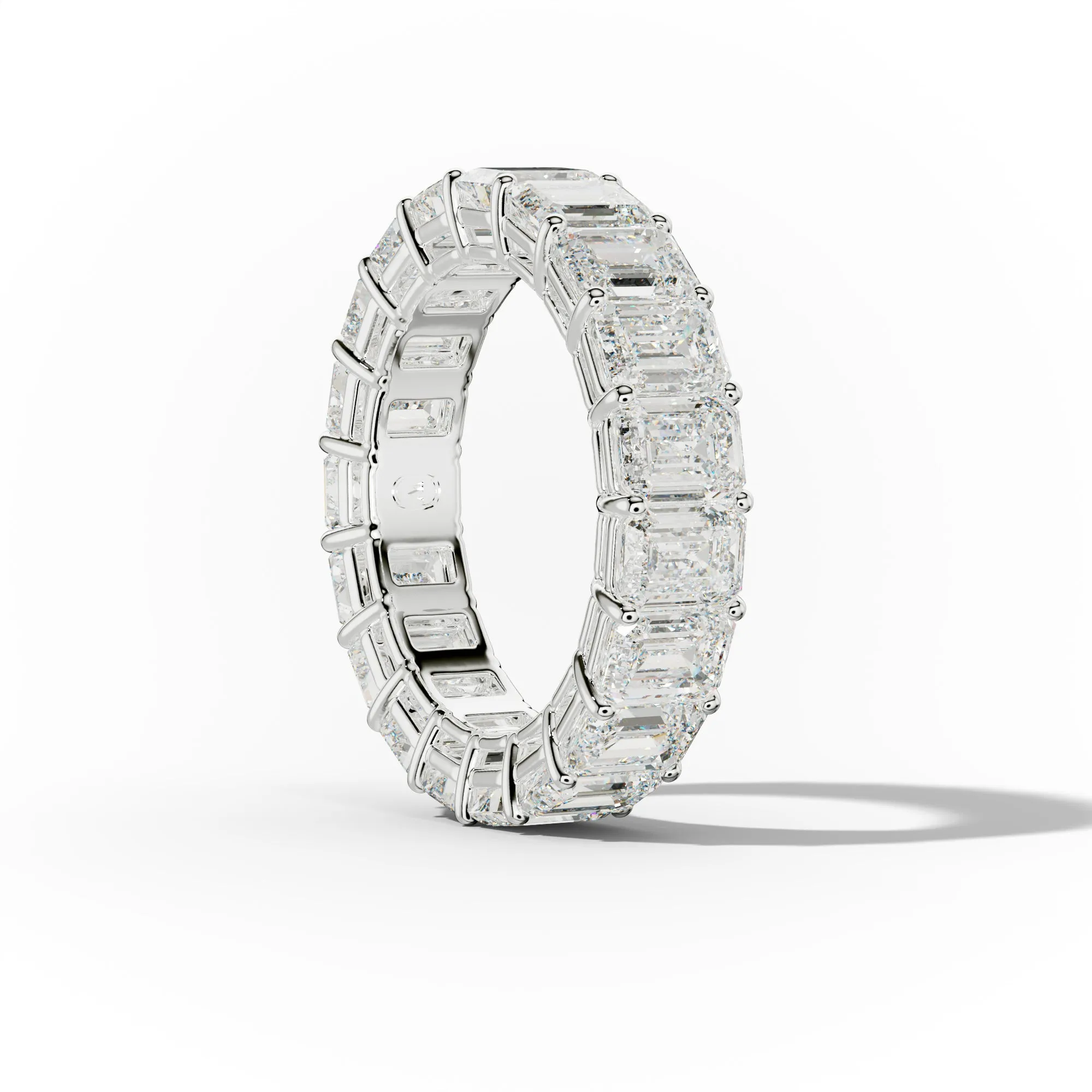7.0 Carat Emerald Cut Diamond Eternity Band Shared Prong