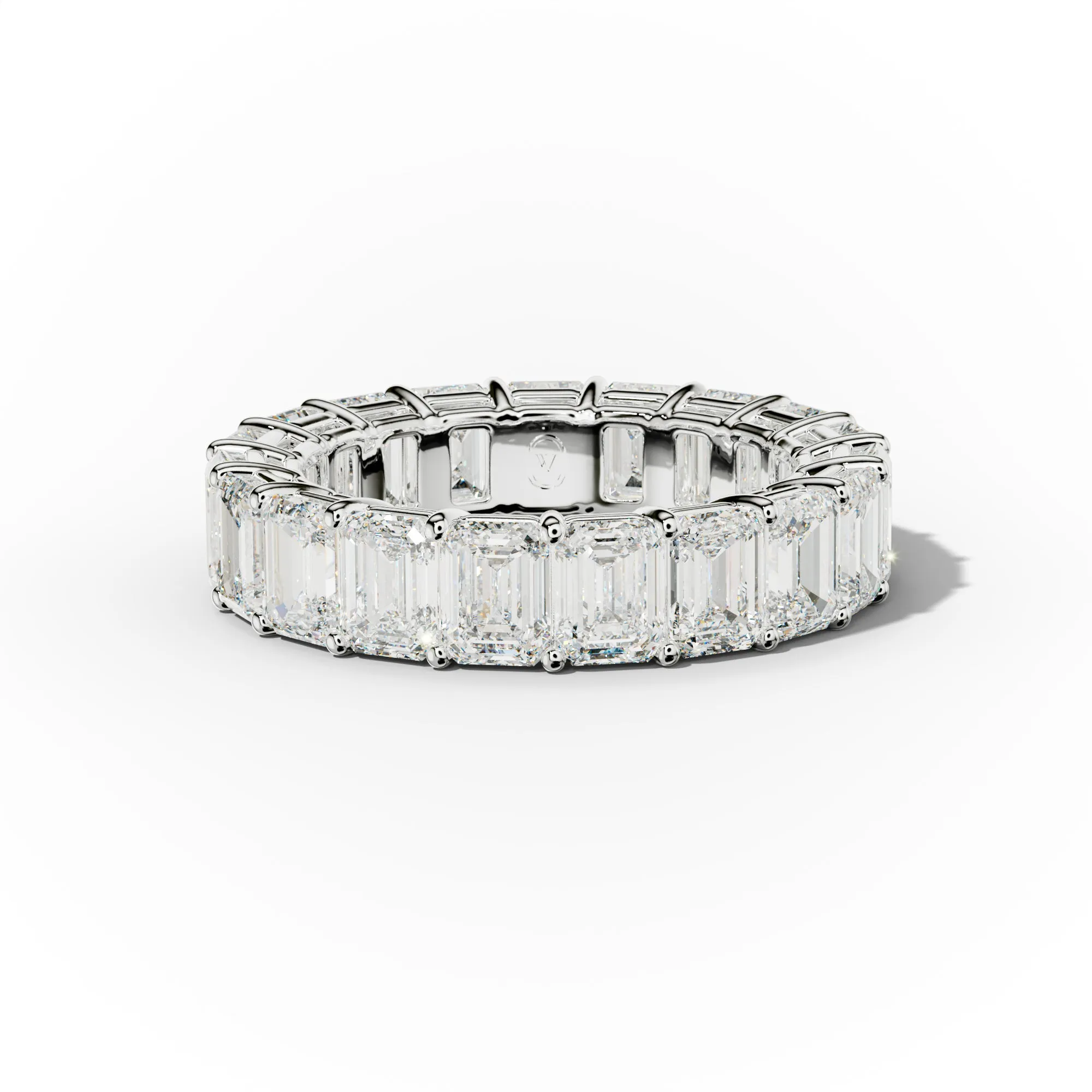 7.0 Carat Emerald Cut Diamond Eternity Band Shared Prong