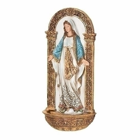 7.25" Our Lady of Grace Water Font Figurine Decorative Mirror,Home Decor Mirror