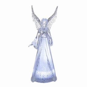 8.5" LED Light Up Clear Acrylic Glitter Angel Figurine Decorative Mirror,Home Decor Mirror