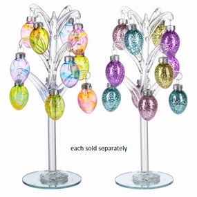 8" Handblown Easter Egg Tree with 12 Colorful Ornaments Decorative Mirror,Home Decor Mirror