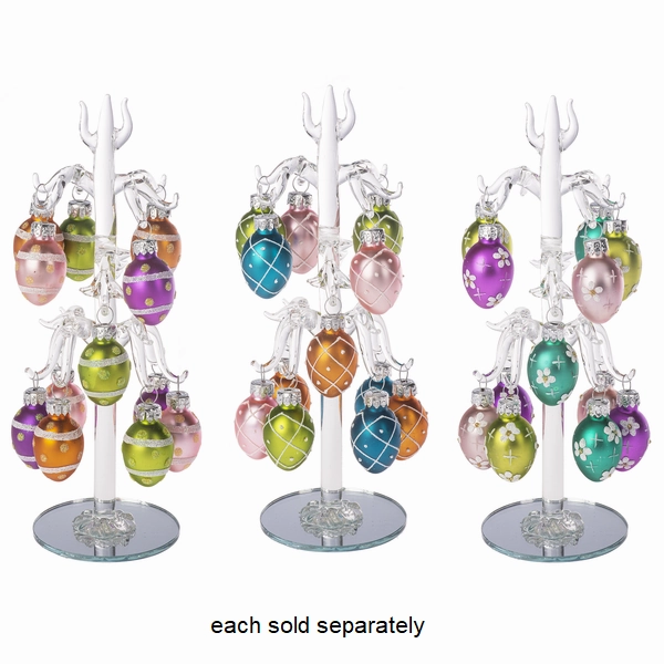 8" Handblown Easter Tree with 12 Egg Ornaments Decorative Mirror,Home Decor Mirror