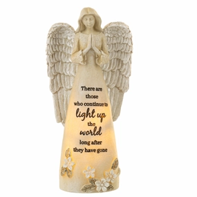 8" LED Light Up the World Memorial Angel Figurine Decorative Mirror,Home Decor Mirror
