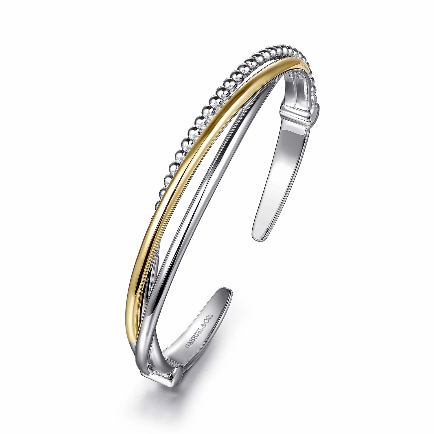 925 Sterling Silver and 14K Yellow Gold Bujukan Twisted Bangle Bracelet