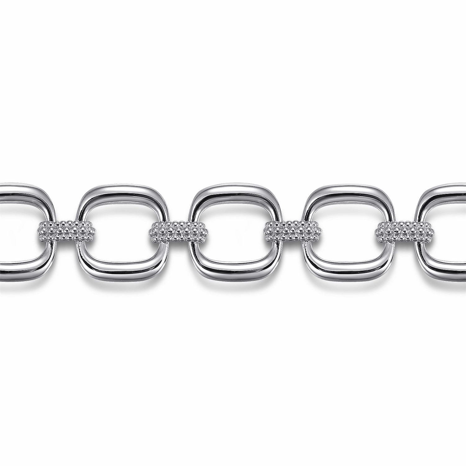 925 Sterling Silver Pave Bujukan And Cushion Shape Link Chain Bracelet