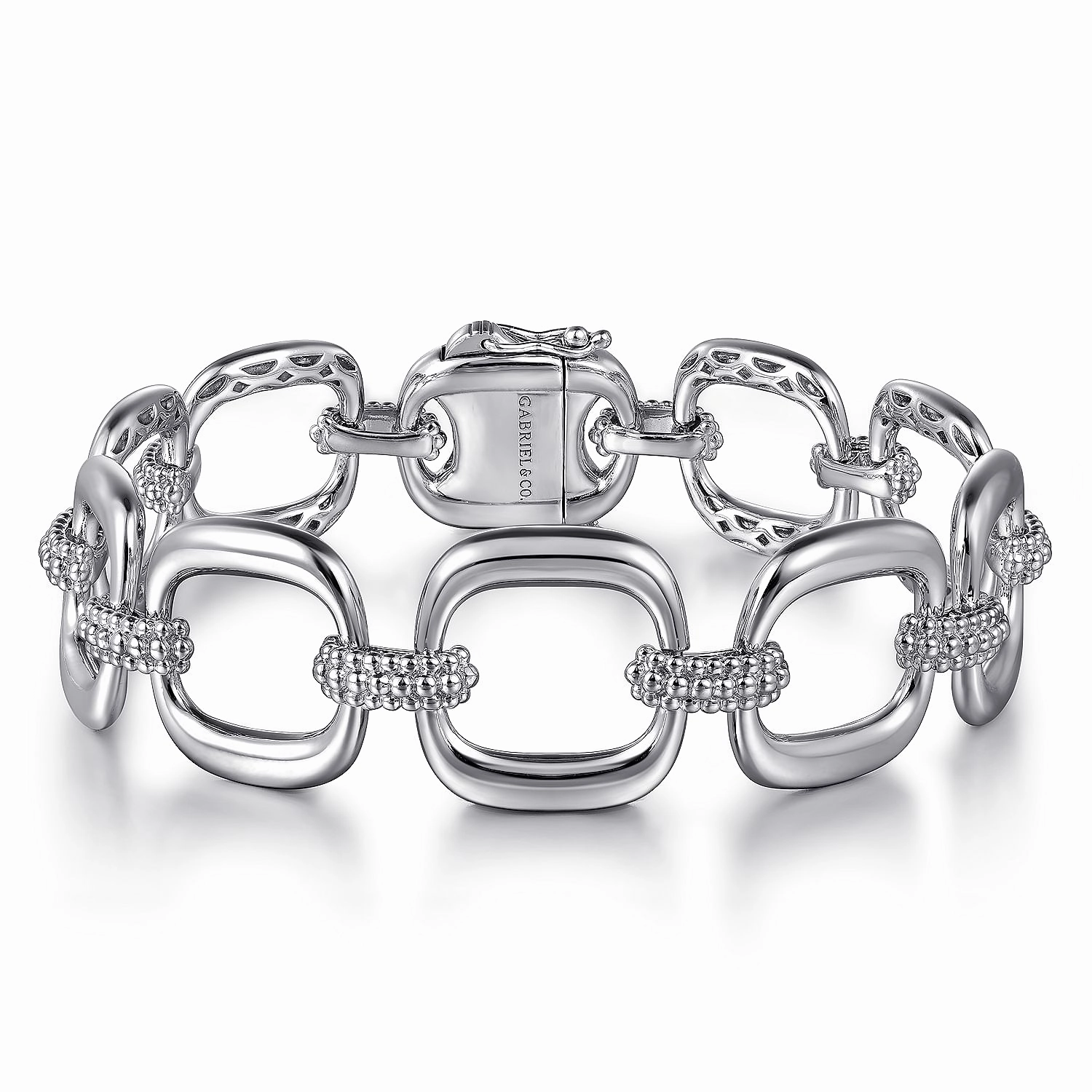 925 Sterling Silver Pave Bujukan And Cushion Shape Link Chain Bracelet