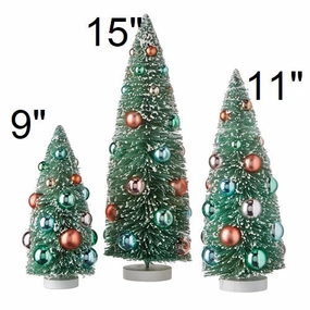 9" to 15" Bottle Brush Sisal Tree with Shiny Ornaments Decorative Mirror,Home Decor Mirror