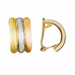 9ct Three Colour Gold Hoop Earrings