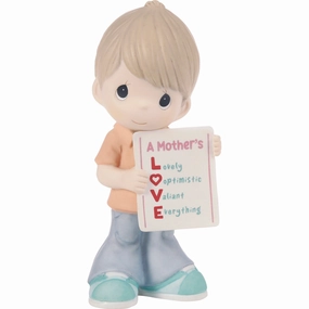 A Mother's Love is Everything Boy Holding L.O.V.E. Sign Figurine Decorative Mirror,Home Decor Mirror