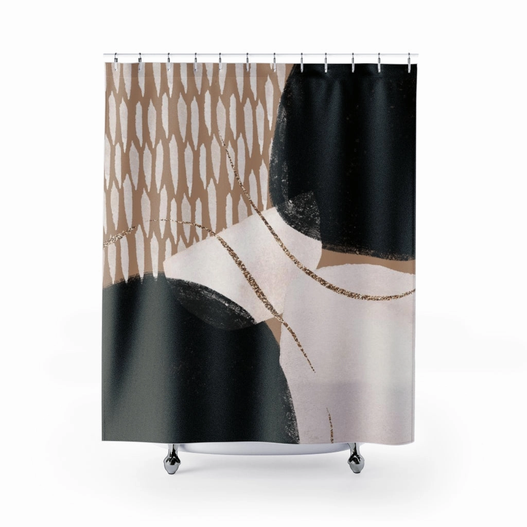 Abstract Boho Shower Curtain | Beige Cream Black Lighting,Home Lighting