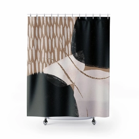 Abstract Boho Shower Curtain | Beige Cream Black Lighting,Home Lighting