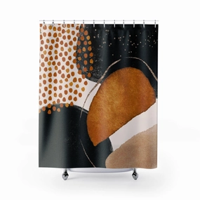 Abstract Boho Shower Curtain | Burnt Orange Cream Black Lighting,Home Lighting