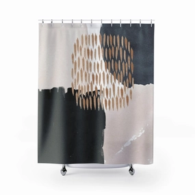 Abstract Boho Shower Curtain | Cream Beige Black Lighting,Home Lighting